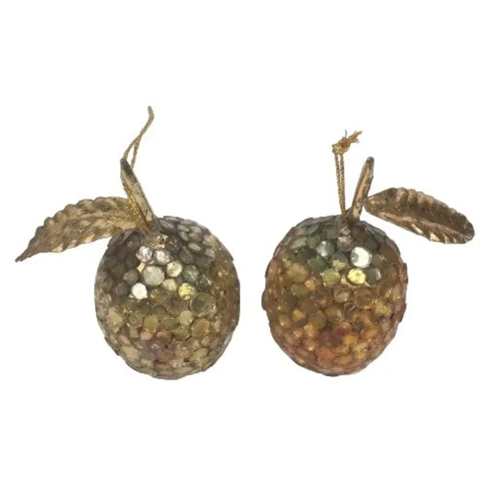 VTG Mosaic Glass Tile Pomegranate & Beaded Pear Plum Christmas Tree Ornaments